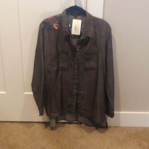 NWT Velvet Heart Embroidered Button Up